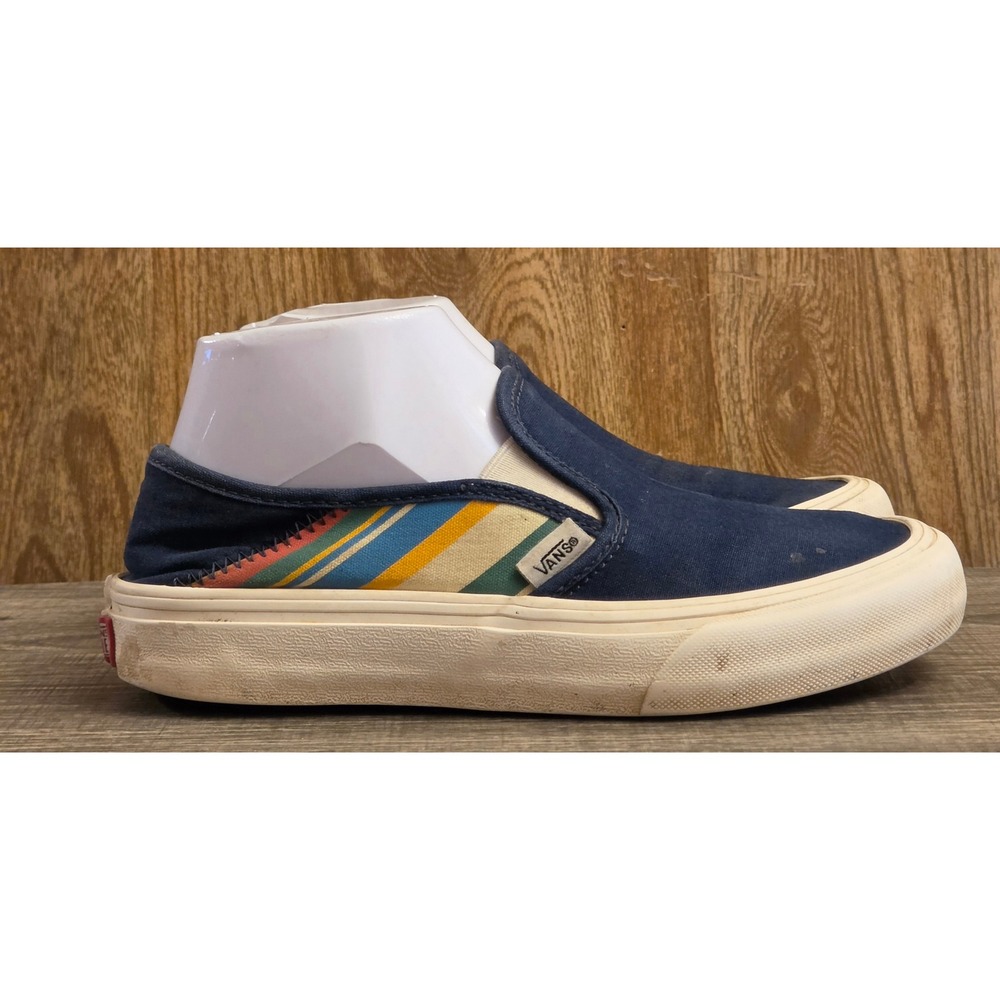 Vans Ultra Cush Retro Stripe Slip On Shoes Womens‎ 7 Mens 5.5 Navy